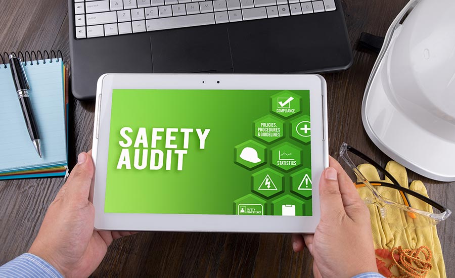 A person using digital forms to conduct a safety audit​