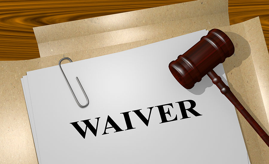 A waiver document and a gavel