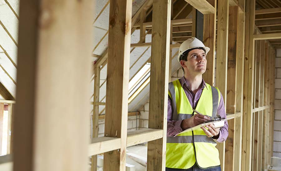 A termite inspector evaluating a property