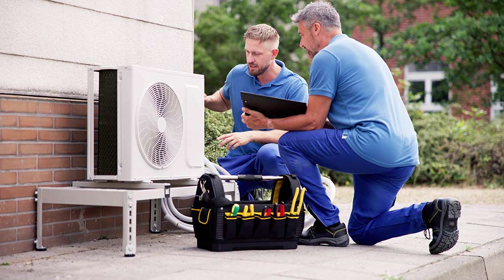 Technicians installing an A/C unit​