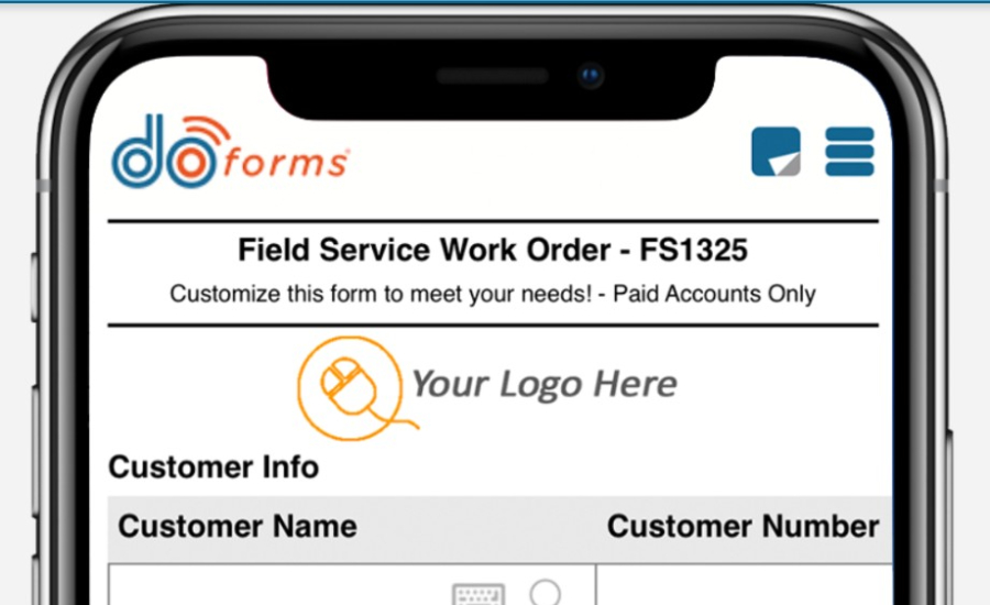 A screenshot showing a custom form for field businesses made with doForms