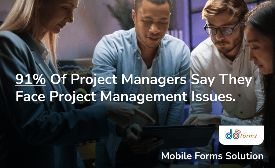 An image saying 91% of PMs have project management issues and workflows can serve a solution.