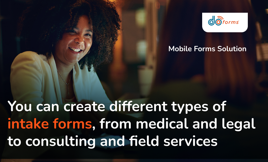 A custom image listing some of the types of intake forms
