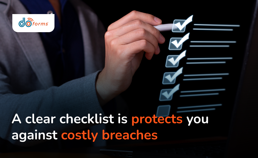 A person ticking boxes on a checklist