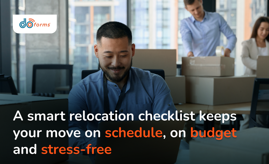 A team packing in preparation for an office move