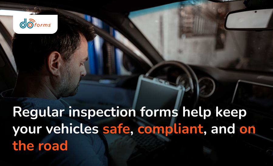 A man filling out a vehicle inspection form