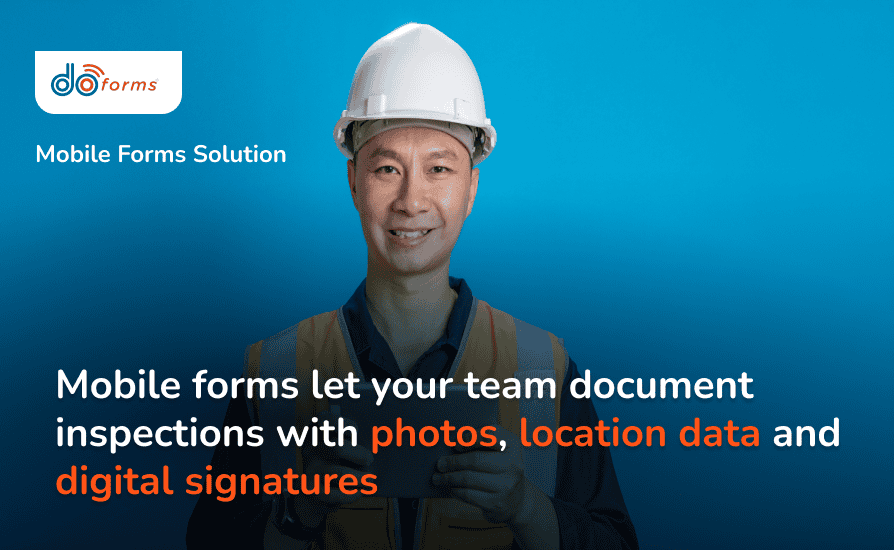 A field worker filling out a mobile form on a tablet