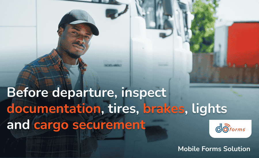 A truck driver with a tablet