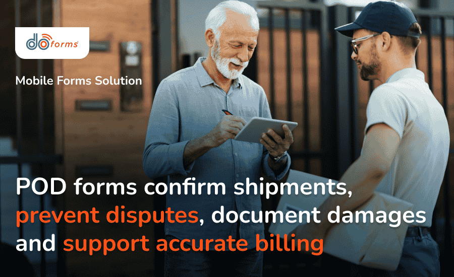 A customer signing a POD form on a table