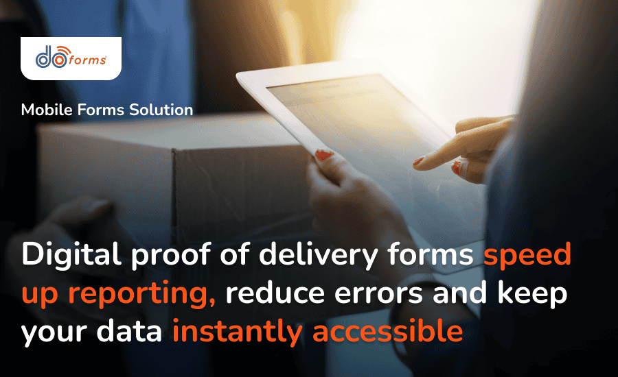 A woman signing a digital POD form